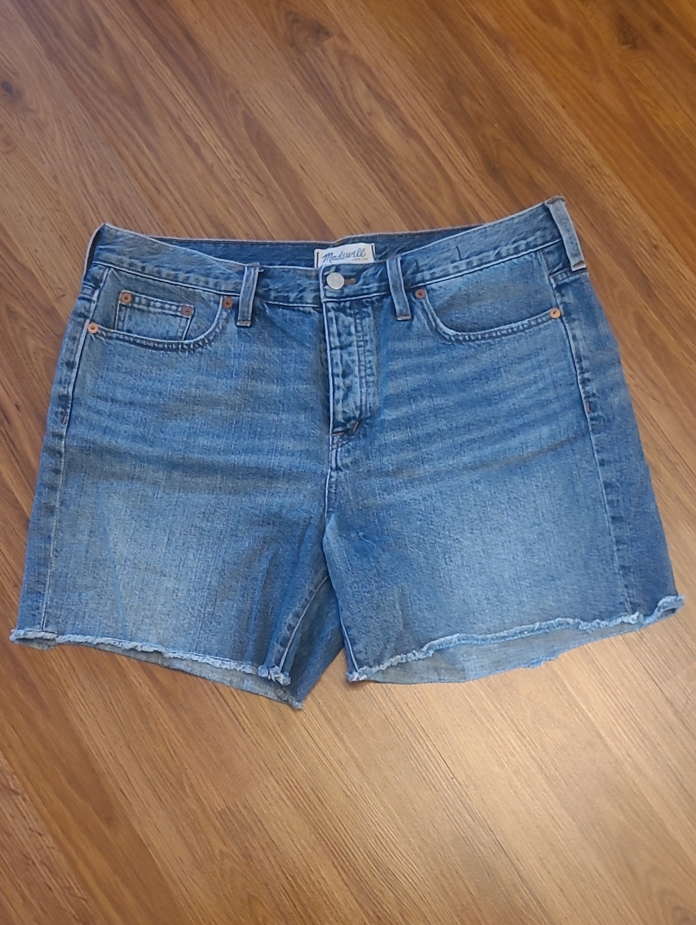 Madewell Blue Raw Hem High-Rise Denim Shorts
